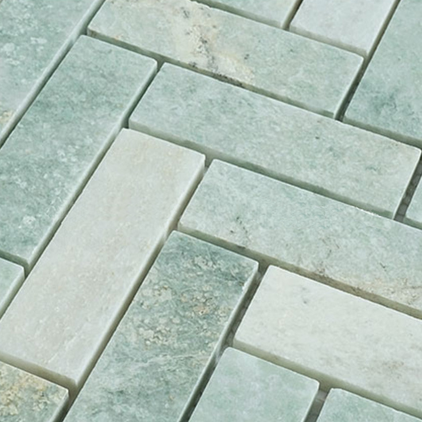 Emerald Green herringbone tile marble mosaic backsplash for bathroom and  kitchen